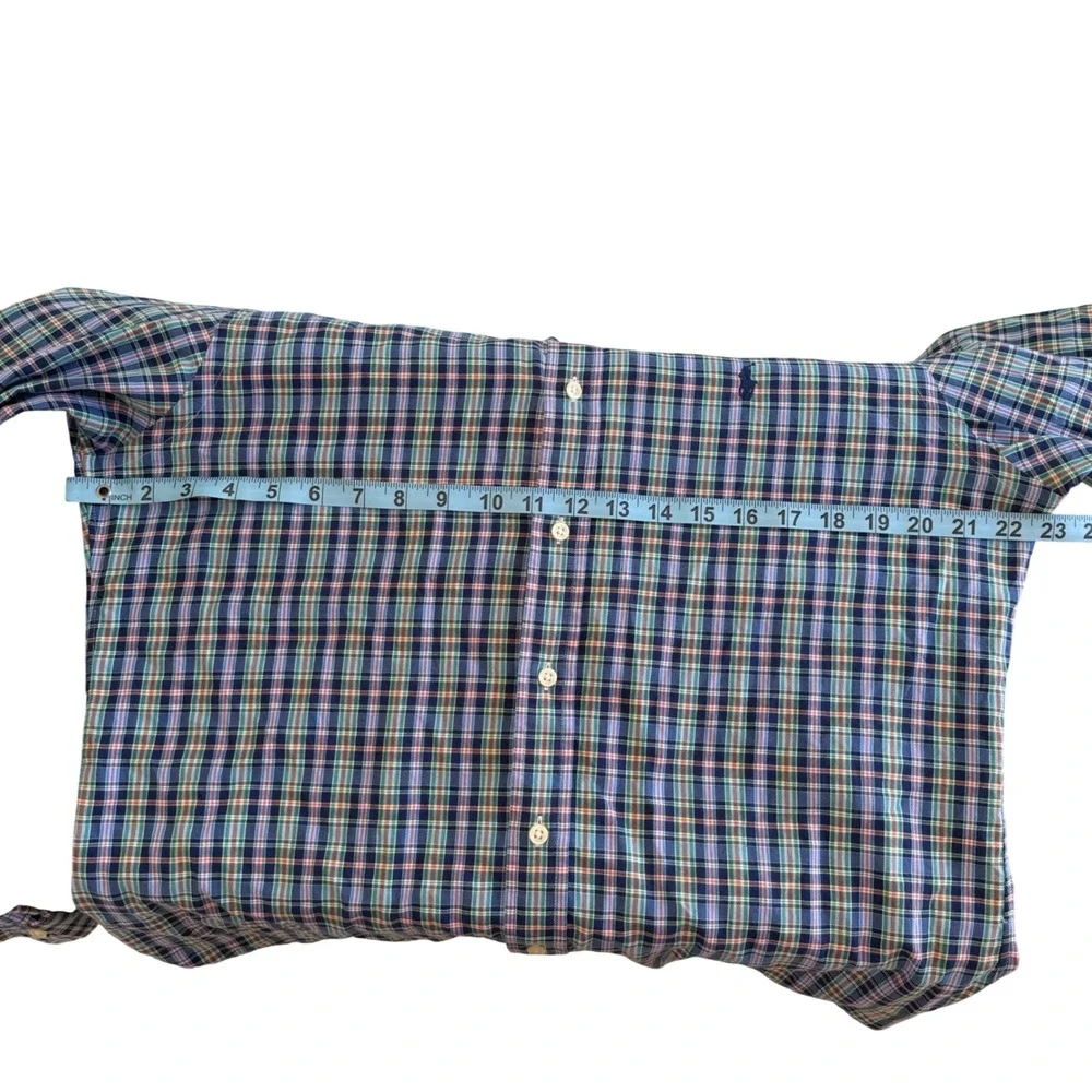 Polo‎ Ralph Lauren Slim Fit Plaid Button Down Shirt Mens Large Multi Color Pony